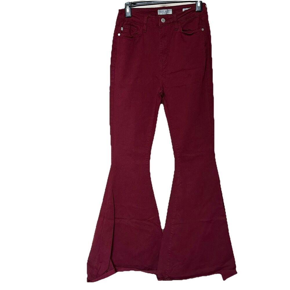 Judy Blue Jeans Size 7/28 Super Flare High Rise Maroon Western Festival Rodeo